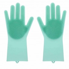 Coppia di guanti in silicone con setole per lavaggio scrubber multifunzione per cucina, bagno, macchina