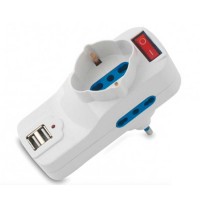 Adattatore multipresa con Usb - 3 prese 2 usb