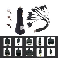 Caricabatteria per auto 12v accendisigari con cavo usb universale 10 attacchi diversi