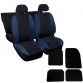 Coprisedili compatibili 600 bicolore nero - blu scuro + tappetini con strappo universali