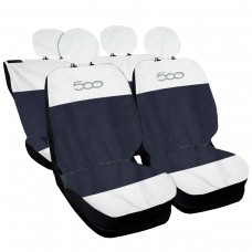 Coprisedili compatibili con 500 nuova bicolore bianco - jeans blu Coprisedili compatibili con 500 nuova bicolore bianco - jeans blu