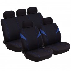 Coprisedili universali in poliestere adattabili a tutte le auto con sedili standard - con 2 zip sui schienali posteriori colore Blu Chiaro - Modello H