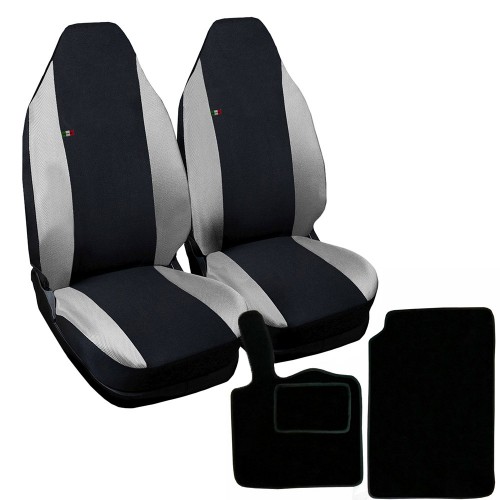 Coprisedili Smart fortwo - Terza Serie W453 (dal 2014) - bicolore nero  grigio chiaro con tappetini in moquette