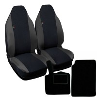 Coprisedili compatibili Smart fortwo - W453 (dal 2014) - bicolore nero grigio scuro con tappetini in moquette