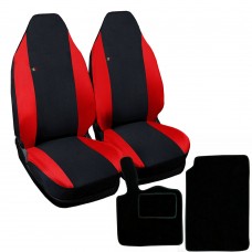 Coprisedili compatibili Smart fortwo - W453 (dal 2014) - bicolore nero rosso con tappetini in moquette