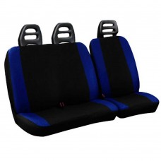 Coprisedili per furgone 3 posti cotone bicolore nero blu royal - cintura bassa