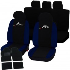 Coprisedili Ford Ka bicolore nero - blu scuro con tappetini moquette