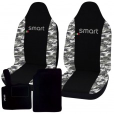 Coprisedili con tappetini in moquette Smart fortwo - Seconda Serie W451 (2007-2015)- bicolore nero mimetico chiaro