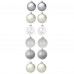 Set 12 Palline In Plastica 6 cm Varie Tonalità Di Argento Varie Fantasie Con Laccetti Inclusi  