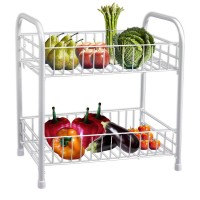 CARRELLO PORTAOGGETTI A DUE RIPIANI IN METALLO ORGANIZER DA CUCINA COD. 67856