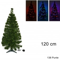 ALBERO DI NATALE 120cm CON FIBRA OTTICA MULTICOLOR VERDE 138 PUNTE cod.6440