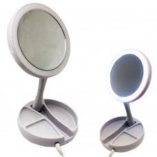 SPECCHIO TRUCCO FLESSIBILE CON LED CIRCOLARE FOLD AWAY CON ROTAZIONE 180° 1031 SPECCHIO TRUCCO FLESSIBILE CON LED CIRCOLARE FOLD AWAY CON ROTAZIONE 180° 1031