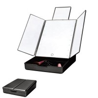 ORGANIZER TRUCCHI MULTIFUNZIONALE CON SPECCHIO A TRE ANTE CON ILLUMINAZIONE 0013