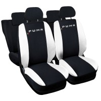  PUMA-HYBRID_N.BI COPRI-SEDILI AUTO COMPATIBILI PUMA HYBRID NERO BIANCO | SET COPRI-SEDILE ANTERIORI E POSTERIORI | LOGO RICAMATO | AIRBAG COMPATIBILE | ACCESSORI AUTO INTERNO