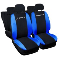 PUMA-HYBRID_N.BR COPRI-SEDILI AUTO COMPATIBILI PUMA HYBRID NERO BLU ROYAL | SET COPRI-SEDILE ANTERIORI E POSTERIORI | LOGO RICAMATO | AIRBAG COMPATIBILE | ACCESSORI AUTO INTERNO