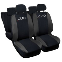 Auto Accessori Lupex Coprisedili Auto Compatibili Clio Hybrid 2020 Nero/GrigioScuro | Made In Italy | Set CopriSedile Anteriori e Posteriori | Copri Poggiatesta Incluso | Accessori Interni