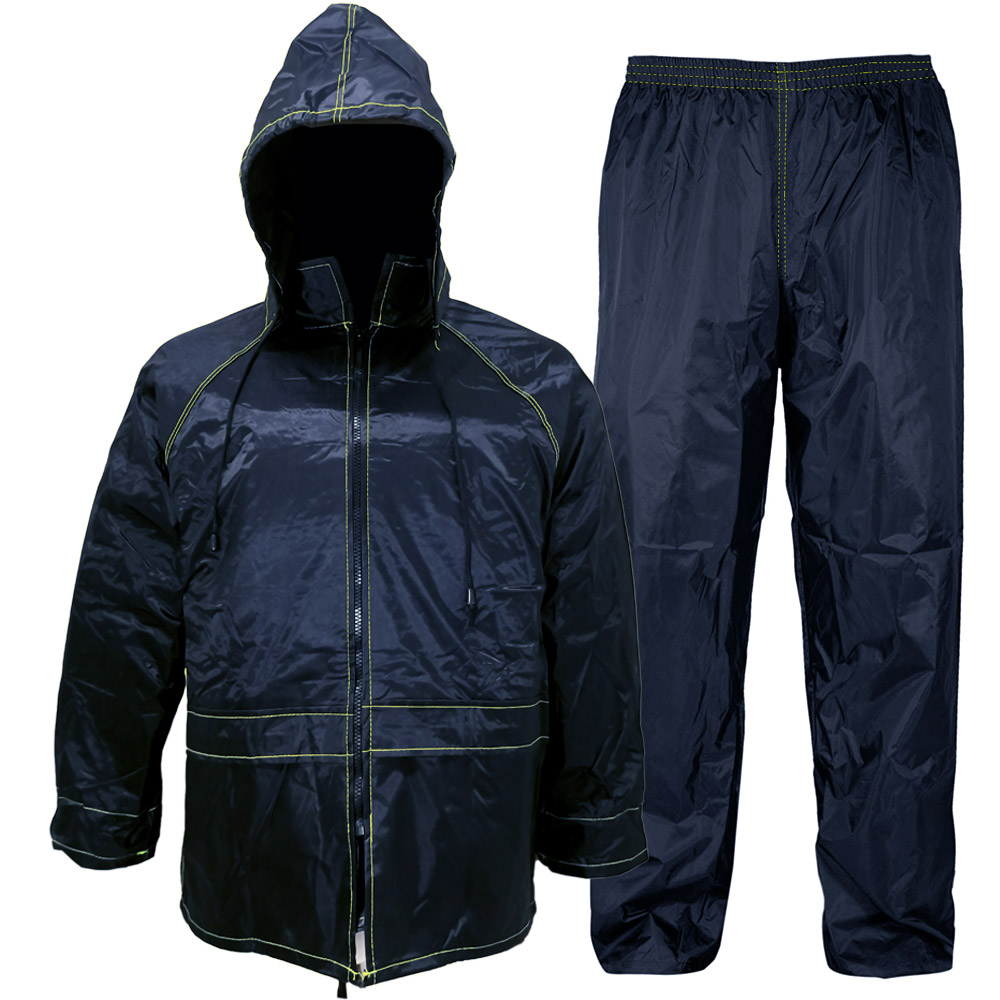 Tuta Antipioggia Completa Unisex In PVC – Impermeabile, Antivento, Con Cappuccio, Catarifrangente, Taglia Unica Blu Per Moto E Scooter
